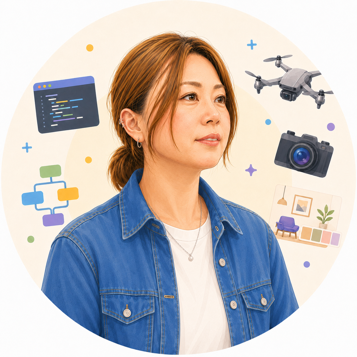 未来先生のイラスト。株式会社FREIHEIT代表として子どもプログラミング教室を担当する女性講師